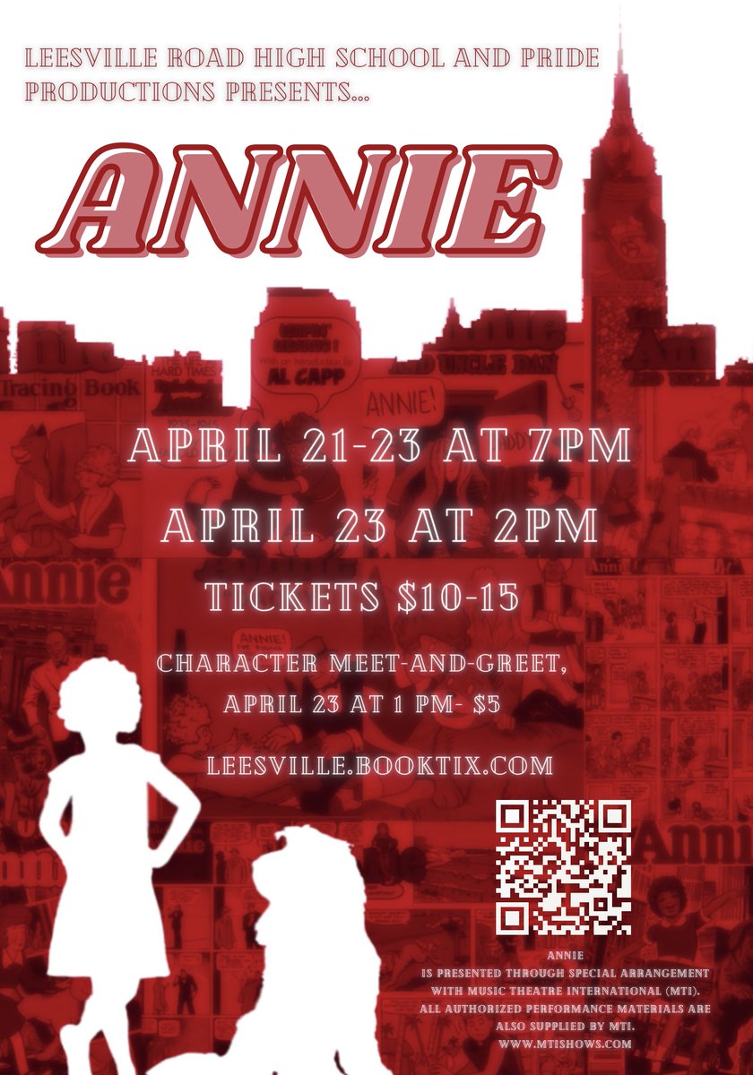 Come and see Annie at Leesville Road High School, April 21-23- use the tag below to purchase your tickets!