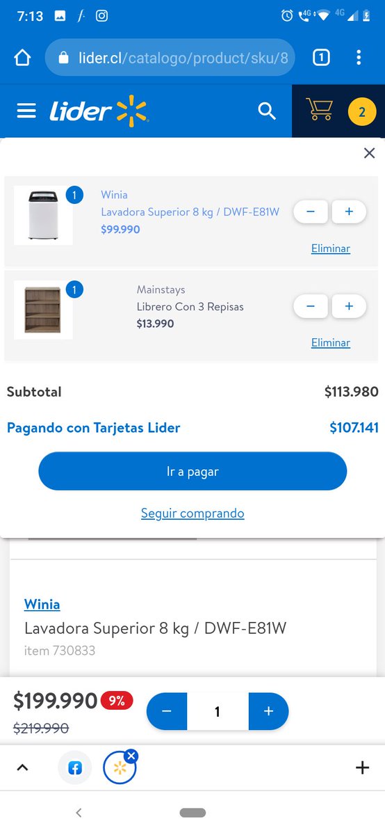 solange1978's tweet photo. @LIDERcl quiero comprar estos artículos, cuando los quiero pagar el valor de la lavadora es el doble??? https://t.co/EniM2pjKZB