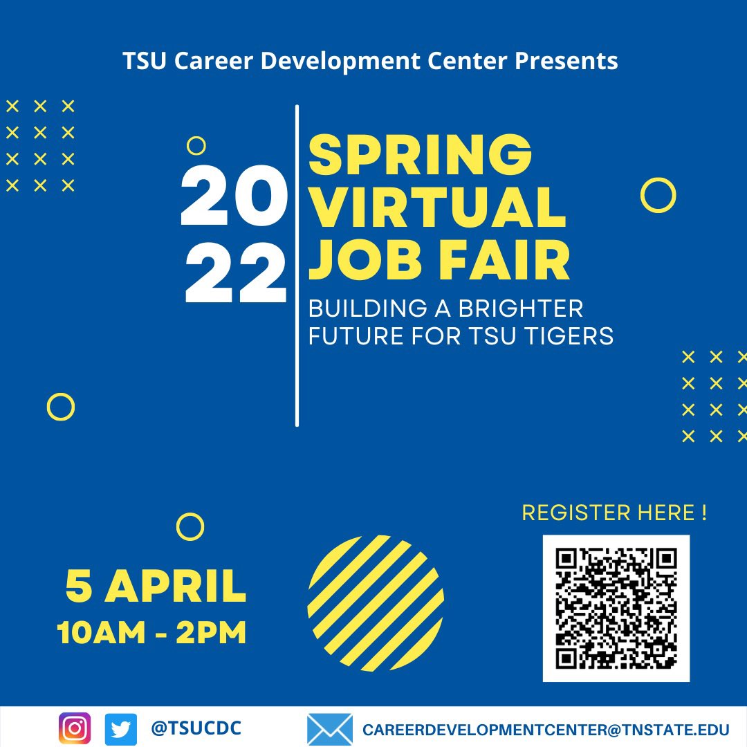 TSU_AARC's tweet image. TOMORROW. Resister today for the CDC virtual job fair! 

#tsuasc #tsu #tnstate #tennesseestateuniversity #hbcu #cdc #career #careerfair #virtual #success #support #college #university