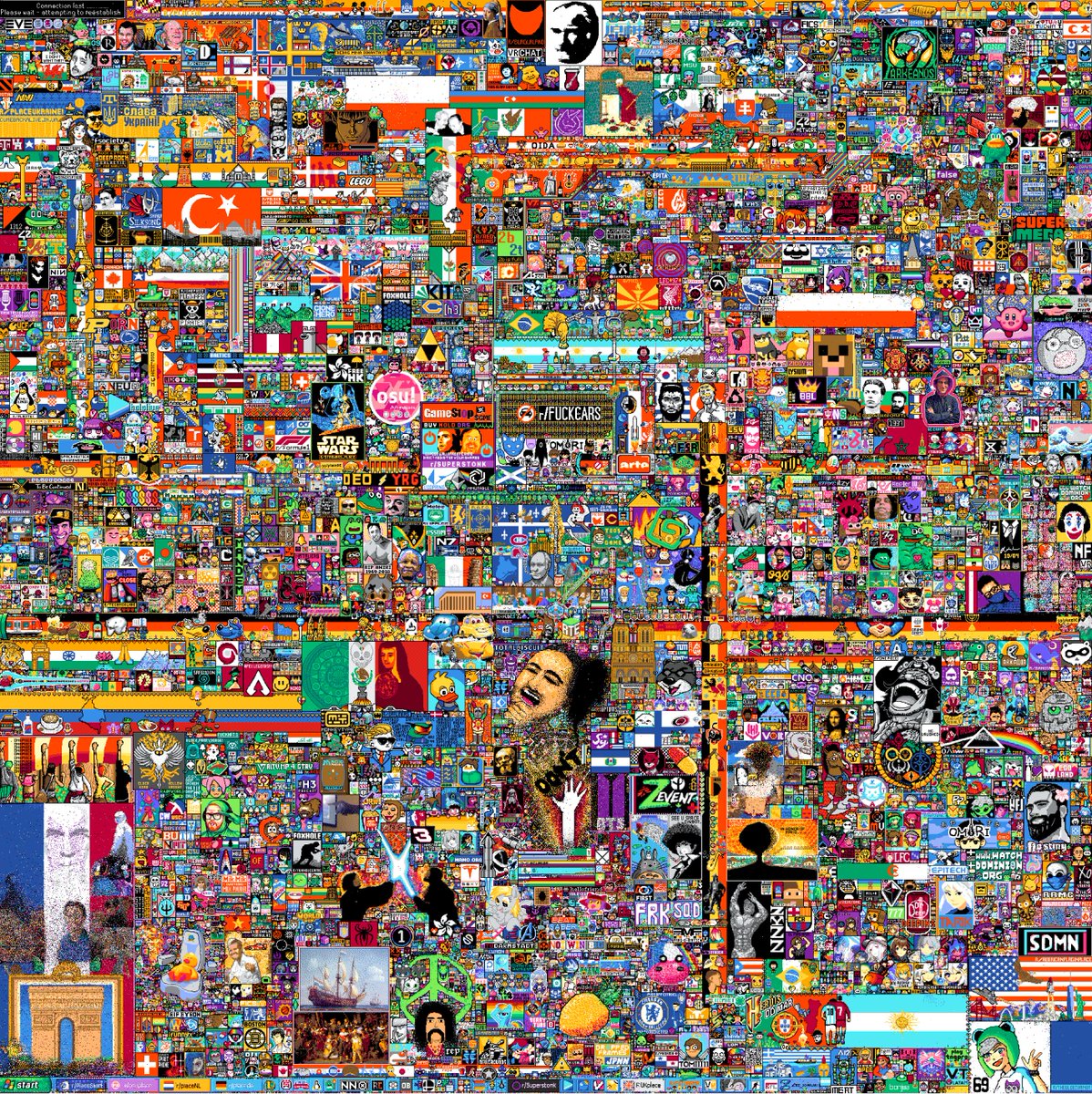 BazzaGazza's tweet photo. to think we have a permanent spot on r/place thanks to everyone that kept our logo and the BBMC logo alive <3 https://t.co/hDRGjZAIqR