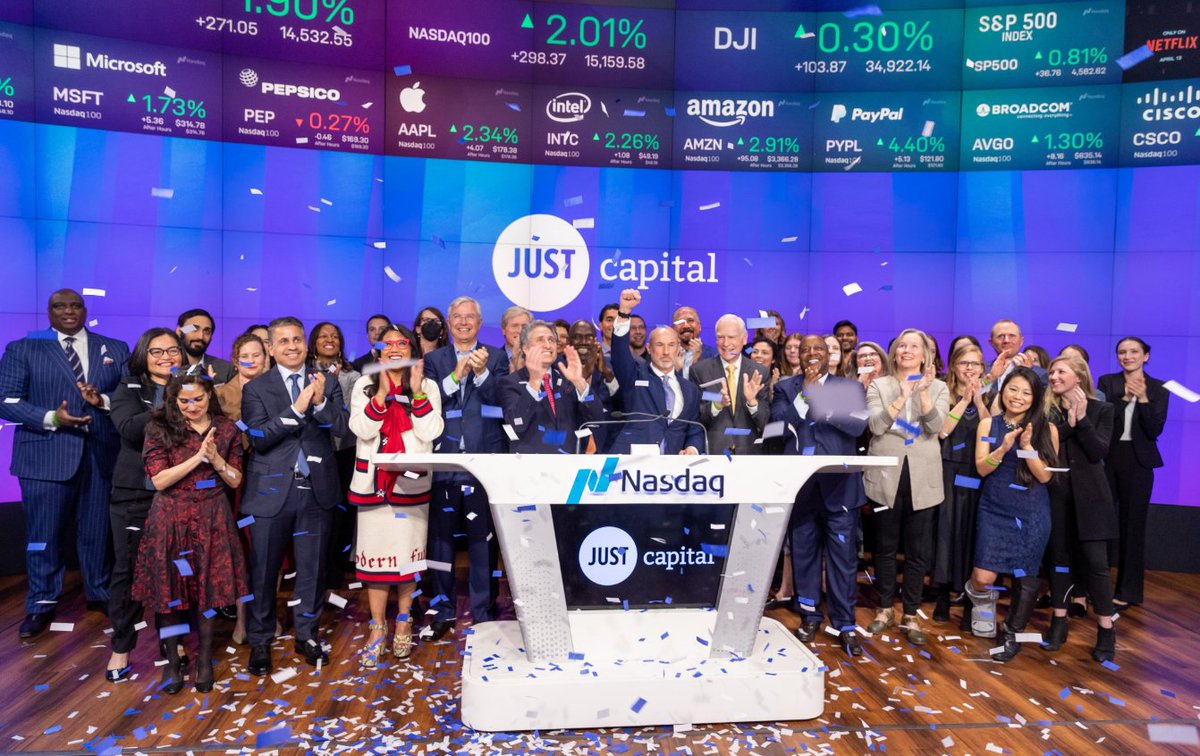 ChristyP_CPO's tweet photo. Such an honor to discuss ways to build a more equitable, inclusive workplace with @Sharon_Epperson, @MarissaAndrada, and @LataReddy as part of the @JustCapital “Future of JUST Work” panel. I even got to participate in the @Nasdaq closing bell ceremony! #IAmIntel https://t.co/uuafyA0U1R