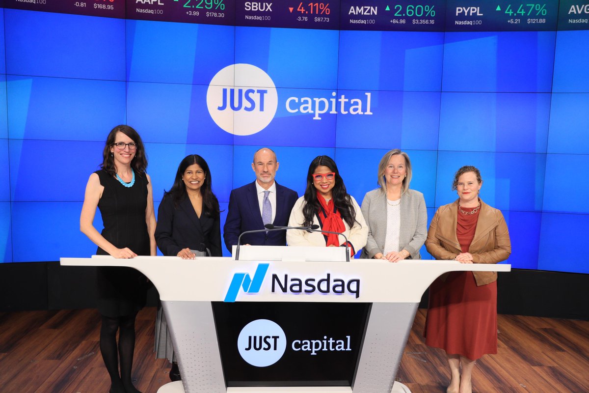 ChristyP_CPO's tweet photo. Such an honor to discuss ways to build a more equitable, inclusive workplace with @Sharon_Epperson, @MarissaAndrada, and @LataReddy as part of the @JustCapital “Future of JUST Work” panel. I even got to participate in the @Nasdaq closing bell ceremony! #IAmIntel https://t.co/uuafyA0U1R