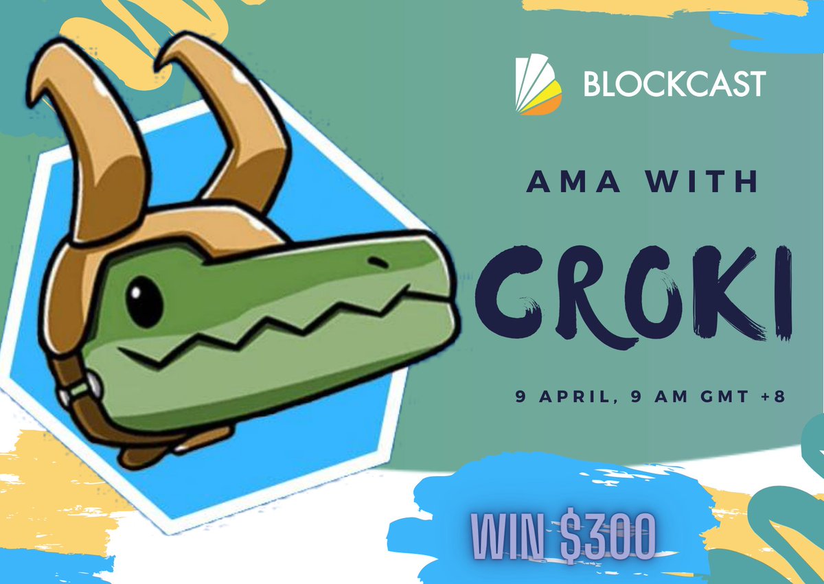 .<a href="/Blockcastcc/">BLOCKCAST.CC NEWS</a> will host AMA with #CROKI on 9 Apr at 9 am GMT+8. (NEW TIME SLOT)

- Get ready your questions
- 10 Live/ 10 FB 
- $300 total to be won

- Pls show appreciation by FOLLOWING our supporters:
@CrokiCoin
<a href="/jennyzheng719/">Jenny Zheng e/acc</a>
<a href="/anndylian/">Anndy Lian</a>

Join us at t.me/Blockcastcommu…