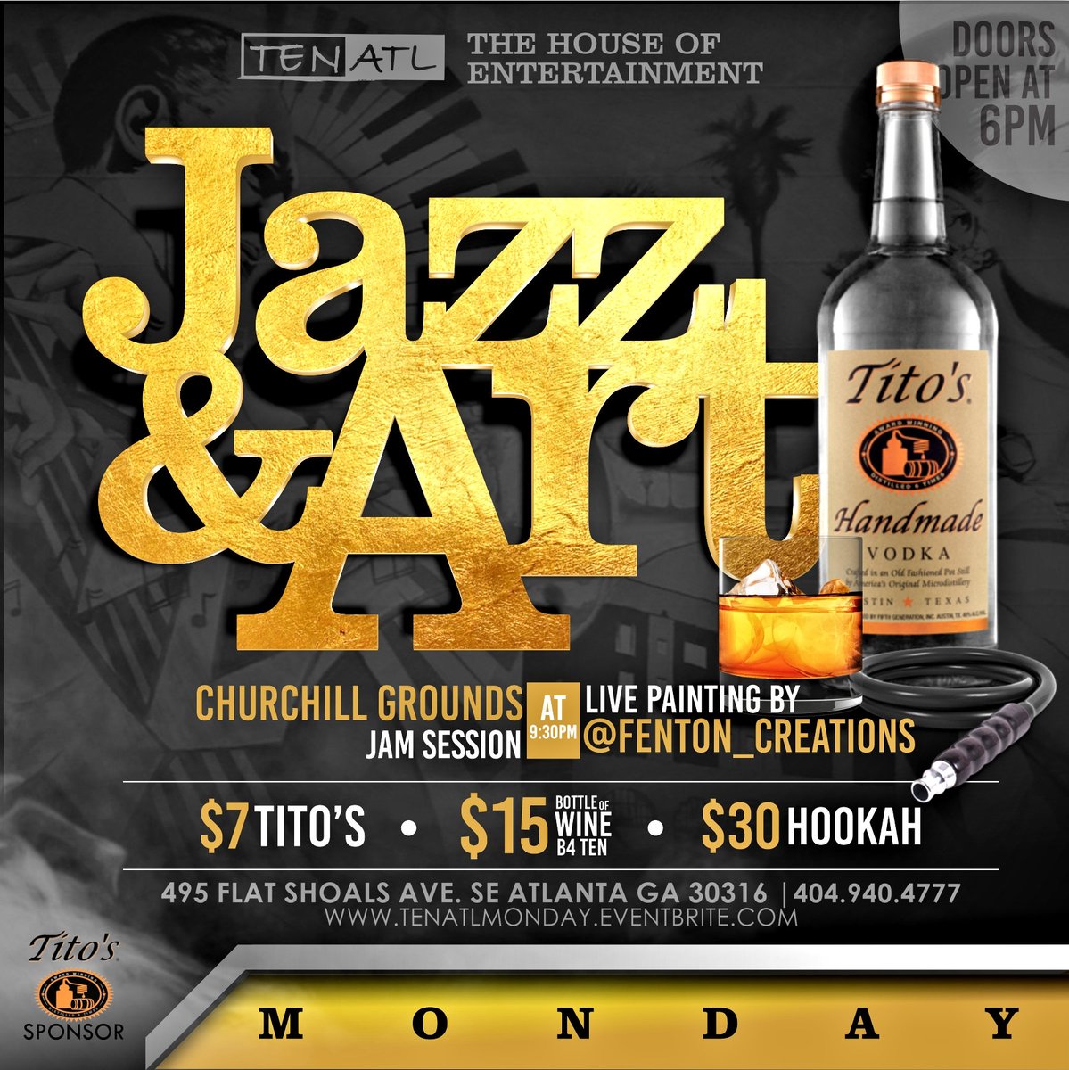<a href="/TenATL/">Ten ATL Bar & Lounge</a> <a href="/iou4life/">IOU ENT MUSIC MOVIES & PRODUCTION</a> #mondaynightjazz #eav #eastatlanta #Jazz #jamsession #Showtime #goodmusic #issavibe #titosvodka <a href="/TitosVodka/">TitosVodka</a>