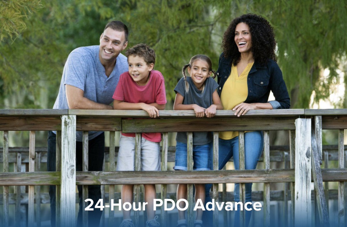Your PDO, on your time. AdventHealth offers a 24-Hour PDO advance to new hires starting on your first day. Learn more about how AdventHealth is caring for team members careers.adventhealth.com/benefits
