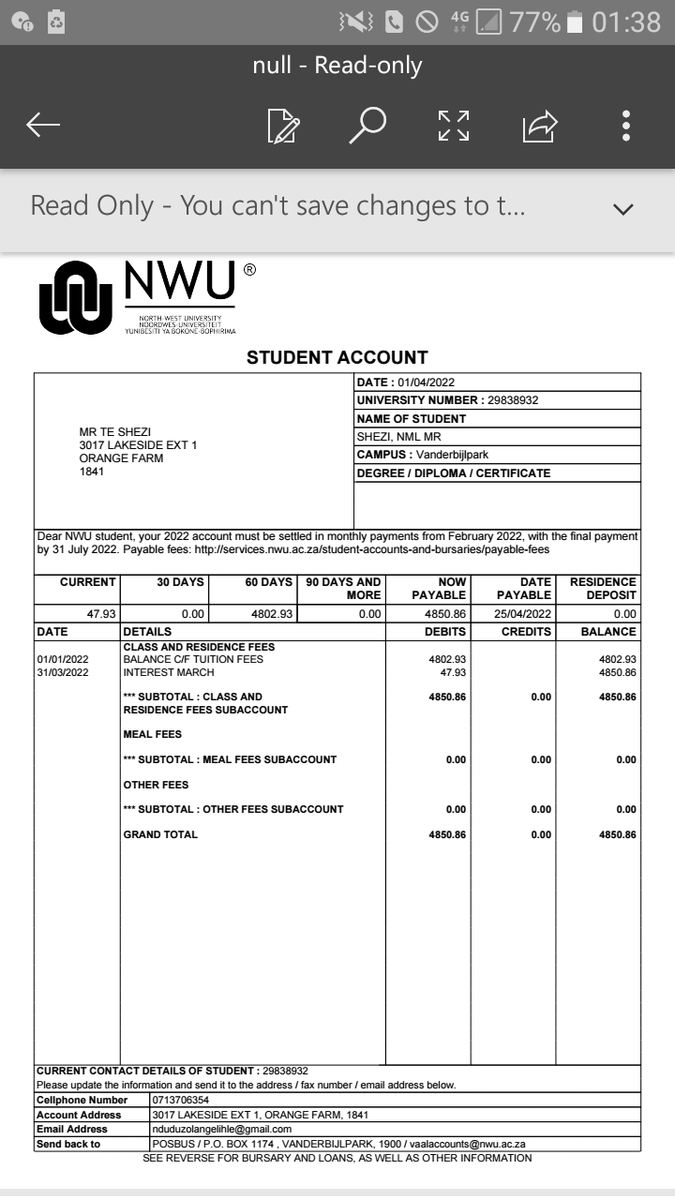 nduduzo37's tweet photo. @casspernyovest Hello 😍please help me to settle my university outstanding fees so that I can be able to get my certificate and apply for sace https://t.co/p1WzoUmsWt