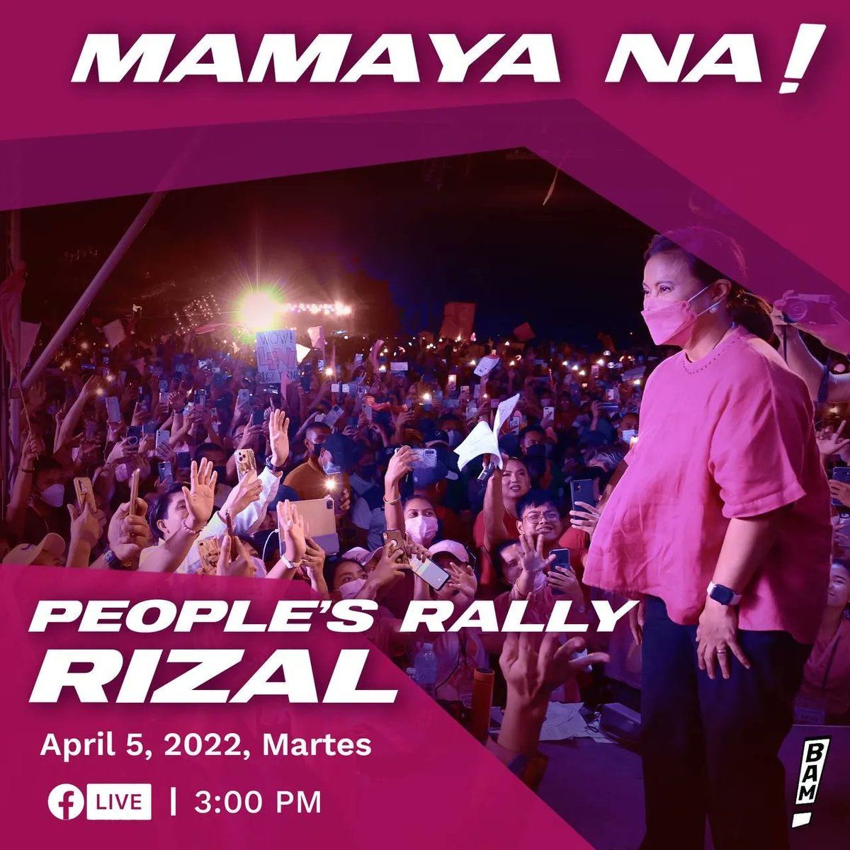 bamaquino's tweet photo. Magandang umaga, Rizal! Tayo naman ang magtitipon-tipon! Magkita-kita tayo sa ating People’s Rally mamayang 3:00PM! Halina at ipakita natin na #RizalIsPink! 🌸 

#LENIwanagAngSilangan
#RizaLeni
#RizalIsPink https://t.co/RPK01bcxol