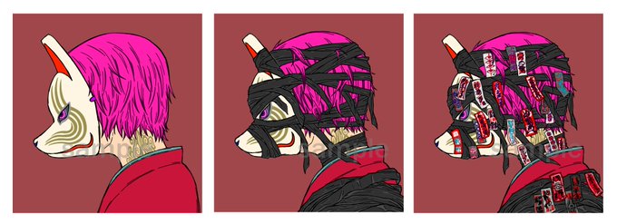 狐面のtwitterイラスト検索結果 古い順