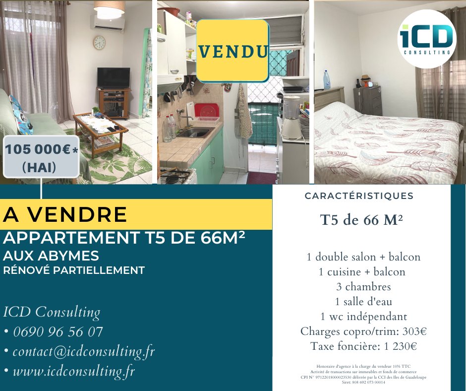 Icdconsult's tweet photo. #immobilier #guadeloupe #appartement #icdconsulting  #vendu https://t.co/IzSGTSp02i