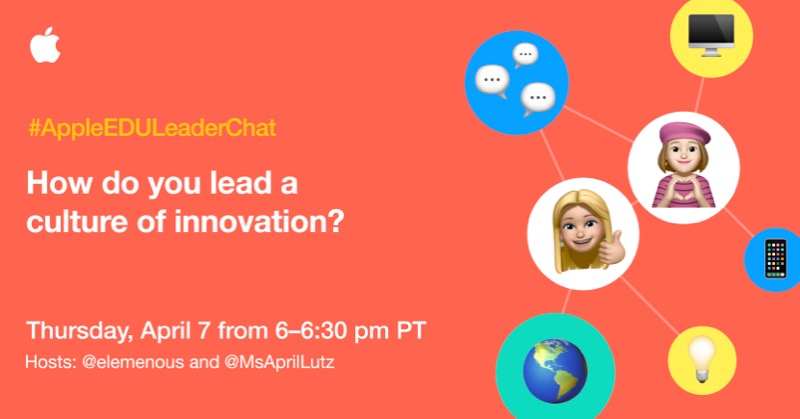 How do you lead a culture of innovation?

Reply below to get the conversation started and join the live #AppleEDULeaderChat on Thursday at 6:00 pm PT with hosts <a href="/elemenous/">Lucy Gray 🌻🇺🇦</a> &amp; @MsApriLutz.
