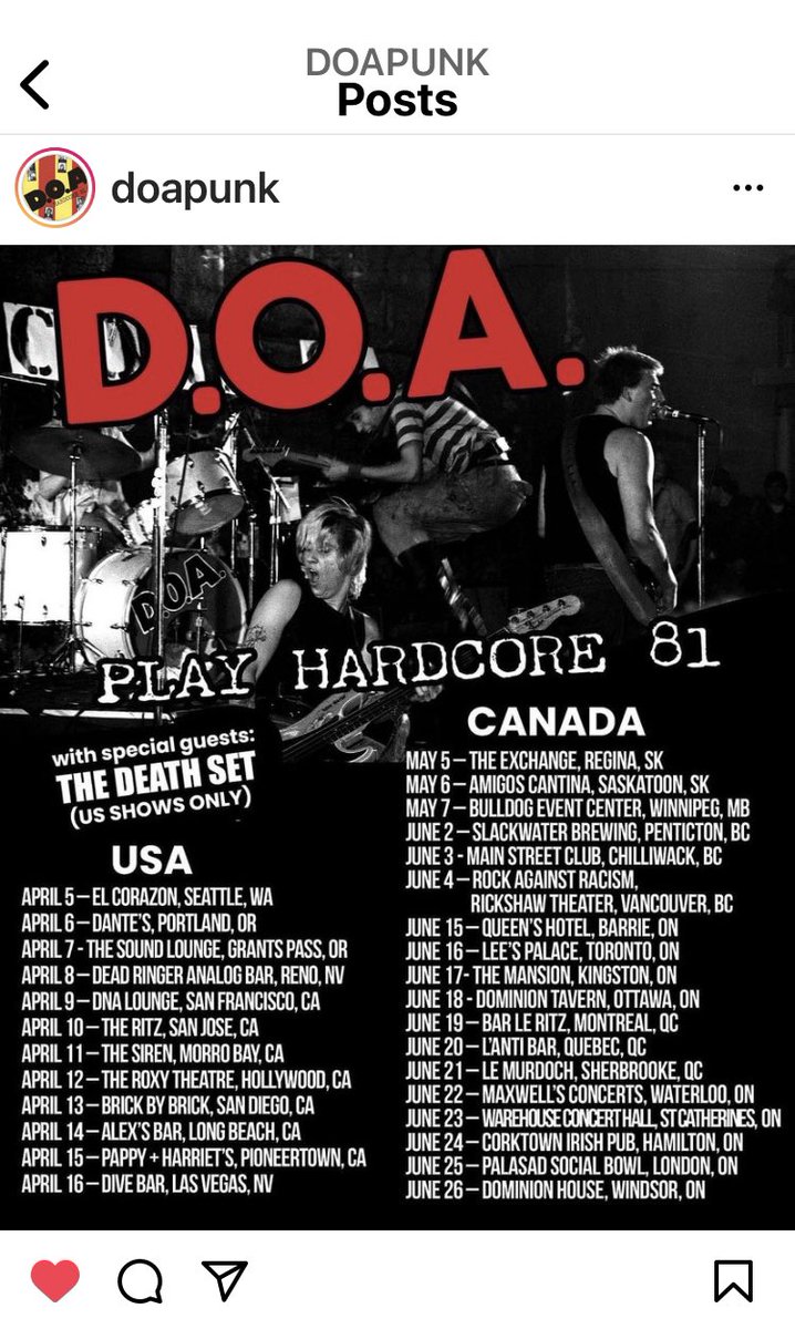 BOMF_PDX's tweet photo. Oh hell yeah! We are less than two days away from playing with #DOA and @THEDEATHSET at @DantesLive on Wednesday, April 6th! Doors at 8pm, we play at 9pm followed by The Death Set. Punk legends D.O.A. will be playing #Hardcore81 plus all the fan favorites! Come join us! #pdxpunk https://t.co/k8Gn96YxUc
