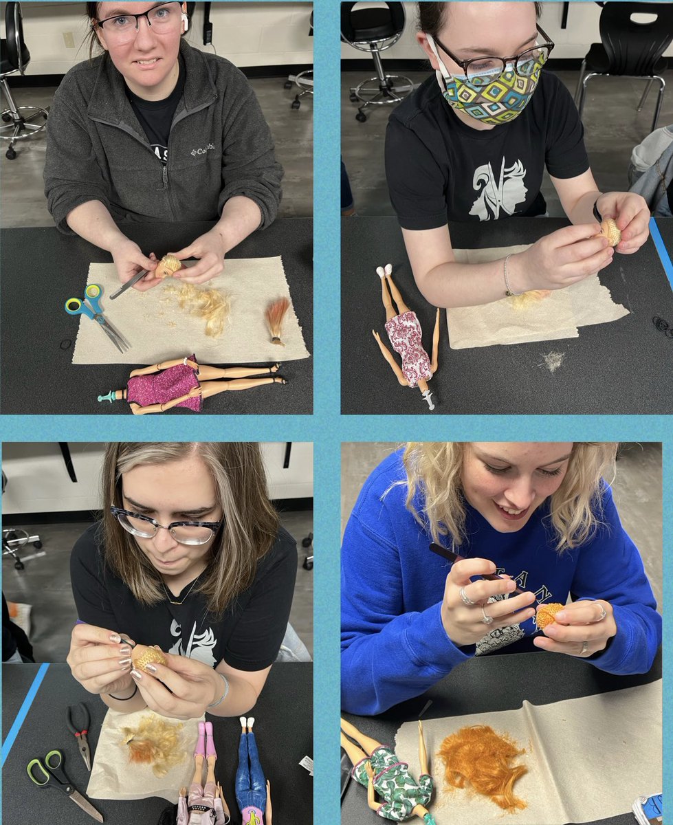 NISDCosmetology's tweet photo. The #COS22 Senior Editorial Thesis Is a collection with unique inspirational focus. INSPO DOLLS Phase 1 planning and prep for re-rooting with real human hair featuring custom haircolor and textures! @NisdCTE @JMSteeleAHS @NorthwestISD @HFowlerCTE https://t.co/Js018BfRbV
