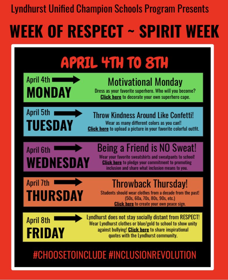 Ms_Solomon127's tweet photo. This week is Play Unified’s Week of Respect &amp; Spirit Week!  #ChooseToInclude #InclusionRevolution #PlayUnified  #SpecialOlympics #WeekOfRespect #SpiritWeek https://t.co/qUiy4AiZBi