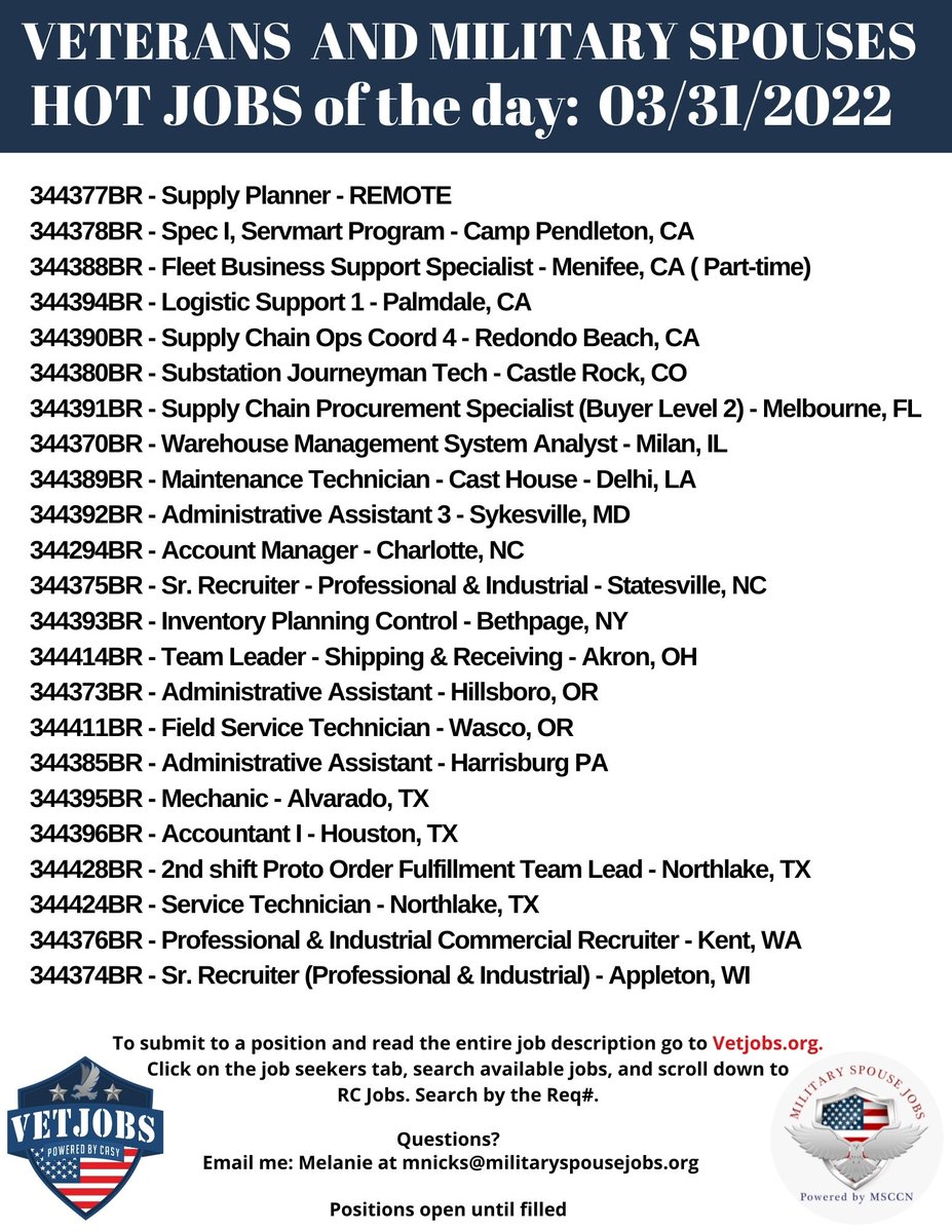 P3O_USAR's tweet photo. Check out these HOTJOBS from @Vetjobcasy https://t.co/7146Tyz5a6