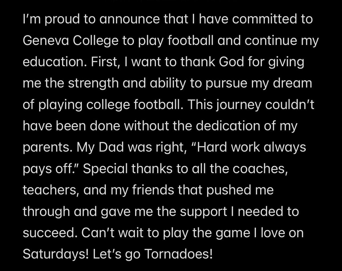 TylerShafer50's tweet photo. 100% Committed to Geneva College! @genodemarcoHFC @GenevaCollegeFB @CoachContenta @CoachC5454 @CoachBensing @MarkoThomas11 @coachTzimmer4 https://t.co/DpQ4qiIwMo