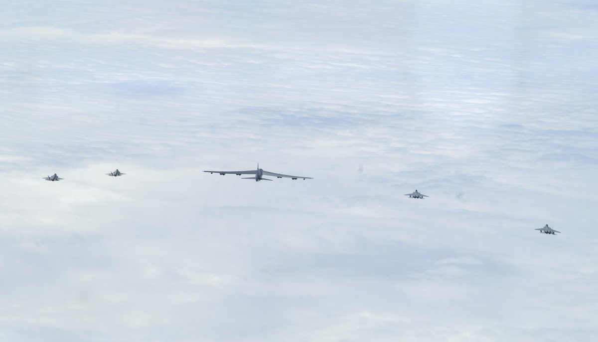 usairforce's tweet photo. 220 @TeamBarksdale #Airmen and four B-52H Stratofortresses flew 25 sorties, attaining over 200 flying hours while integrating w/ 196+ allied, partner and joint force aircraft during their recent Bomber Task Force mission at Andersen AFB, Guam.

https://t.co/L6rH53JLma

@PACAF https://t.co/DIF6hCqibj