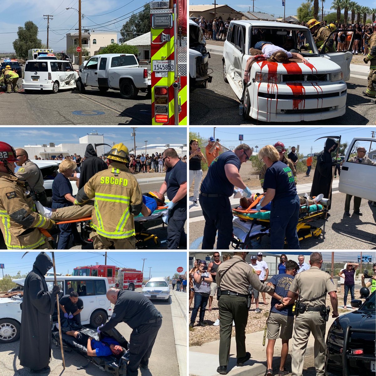Today at #needleshighschool  the “Every 15 Minutes” event took place! 10 students were reaped from class &amp; prepared for a simulated drunk driving accident scene. The entire event will be presented on video tomorrow at Needles High School auditorium at approximately 10:25 a.m.