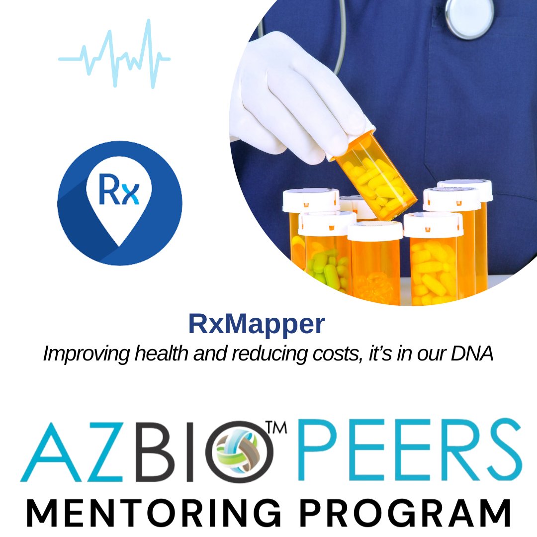 AZBio's tweet photo. Today we are spotlighting RxMapper, part of the first cohort of companies in the AZBio PEERS Mentoring Program. 

RxMapper is a telehealth consult practice that was developed in collaboration with Mayo Clinic. 

 AZBioPEERS Mentoring Program here https://t.co/DNPC0xyQqz. https://t.co/7piq0mXoiJ
