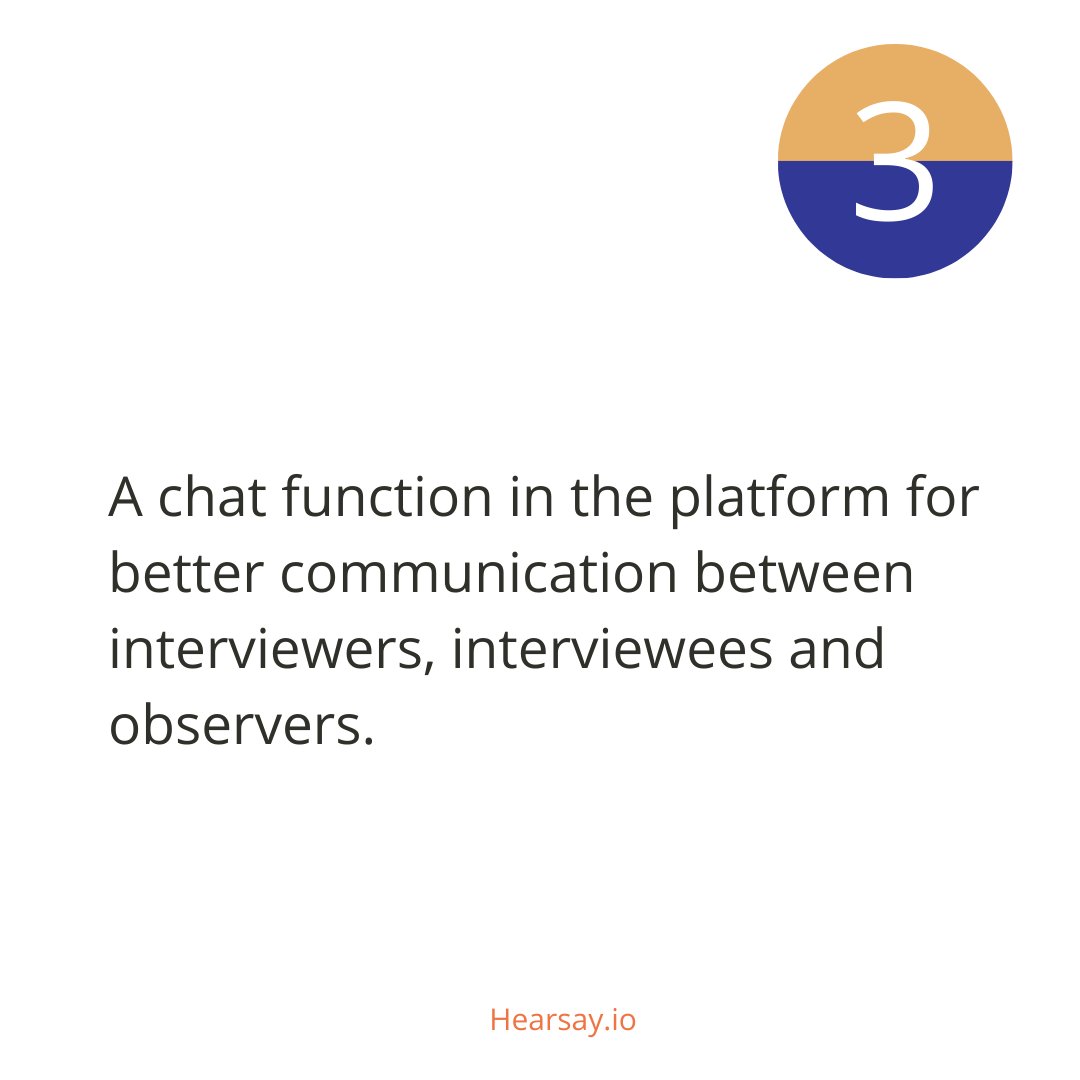 Hearsayplatform's tweet image. New Feature Alert! The ability to chat in platform between interviewers, interviewees and observers.  This means new questions can be asked in the moment and any questions solved on the spot. Sign up here hubs.ly/Q017n9MV0 #ux #saas #interviewtech #restech #futureofwork #ai