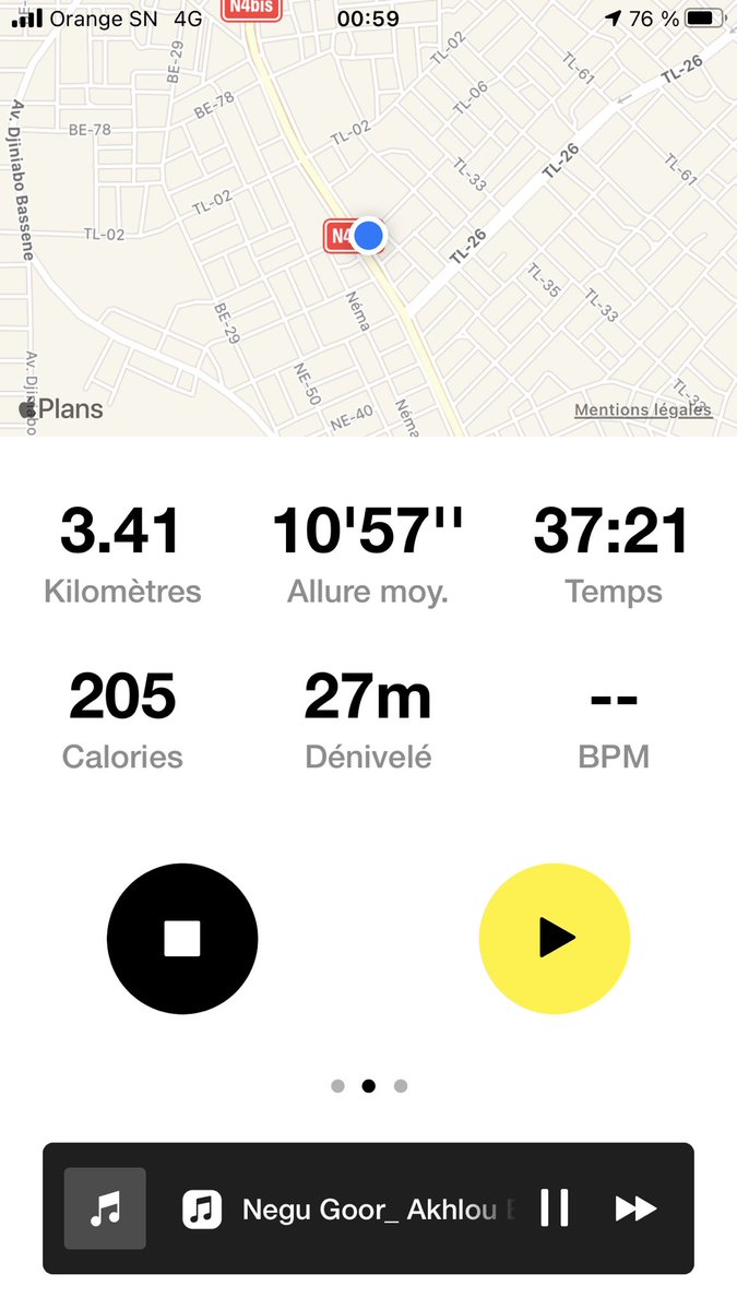 AbdoulAzizBane's tweet photo. 2ème jour du ramadan. 1km de moins que le premier jour. @23_basse @Fall_MBF #pobarchallenge https://t.co/D1RAeZYhIZ