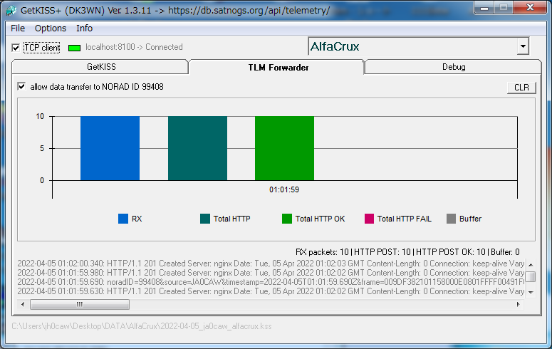 JA0CAW's tweet photo. BDSat 00:54 UTC 9K6 Telemetry / AlfaCrux 00:58 UTC 4K8 Telemetry over Japan #bdsat
@spacemanictech @sat_alfacrux @SatNOGS https://t.co/7pJJmD8Ony