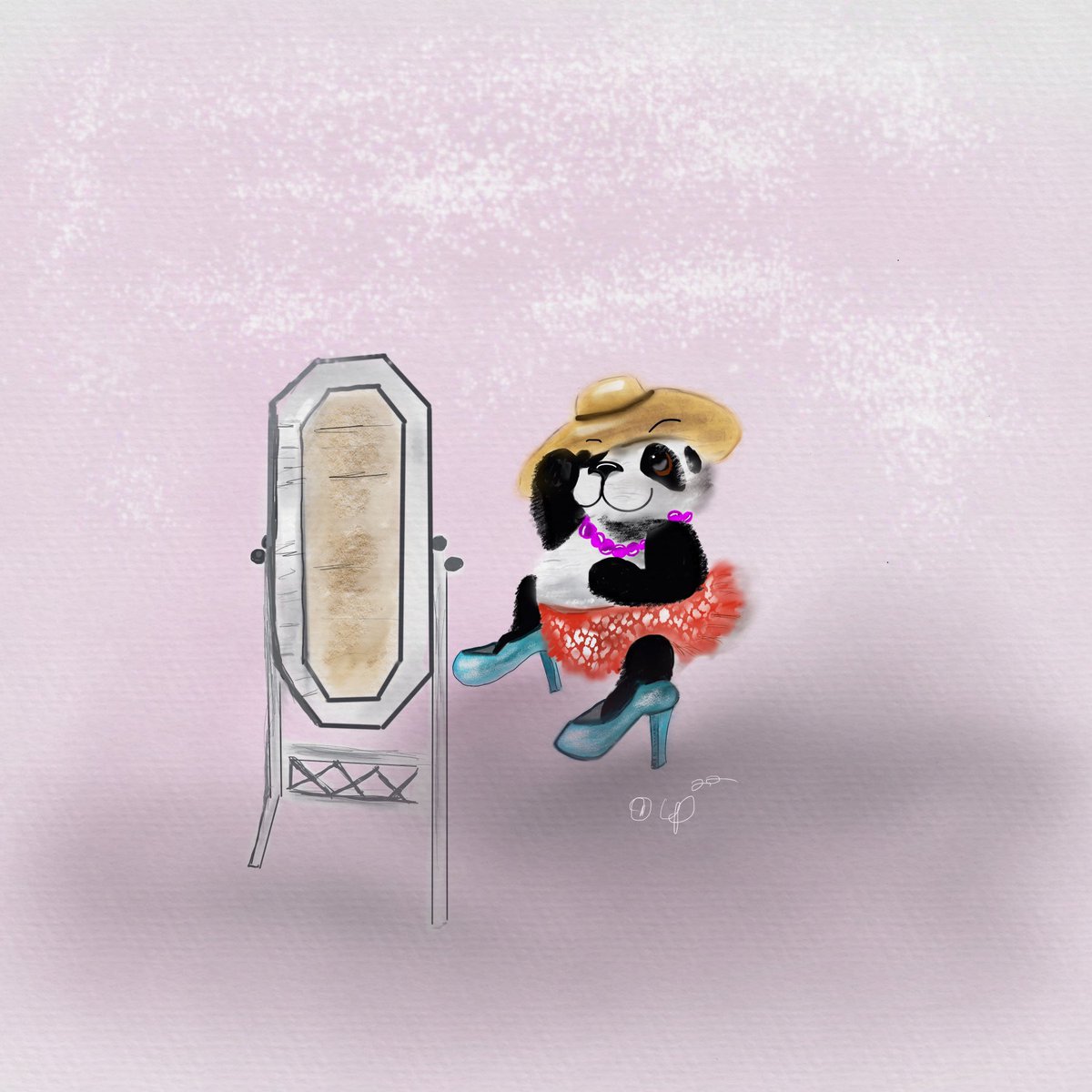 caseybella3's tweet photo. One for this week’s #DrawMoor by @BeckaMoor
“A panda bear playing dress-up”
Wearing a red dress and Tiffany Blue shoes. ❤️🐼✨
#KidLitArt #PandaBears #KidlitIllustration @Procreate https://t.co/aWtxVqayhE