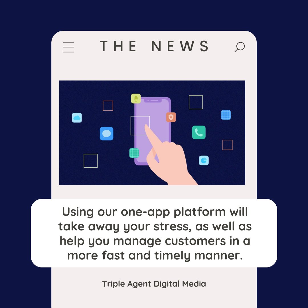 tripleagent_dm's tweet photo. Using our One-App will take away your stress, and help you manage customers timely, quickly &amp; effectively.

Schedule a consultation to diagnose the pain that bottlenecks your business growth, and receive an actionable game plan to address just that:
👉  https://t.co/2sqKWDTT3k https://t.co/eavAAPByhp