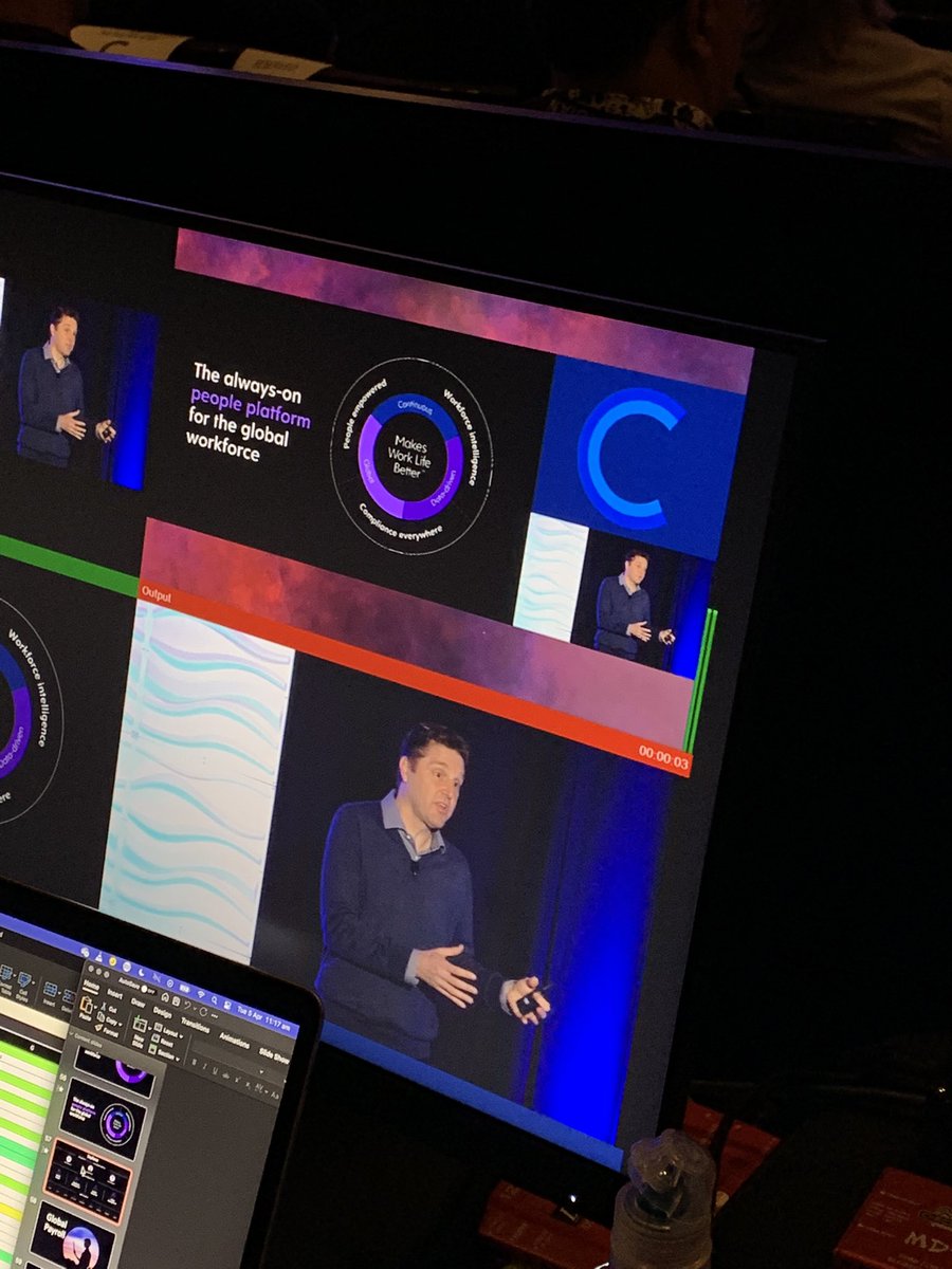 Watching our Chief Product and Technology officer <a href="/JoeKorngiebel/">Joe Korngiebel</a> from the tech desk, showing the #dayforce always on people platform #ceridianworldtour
