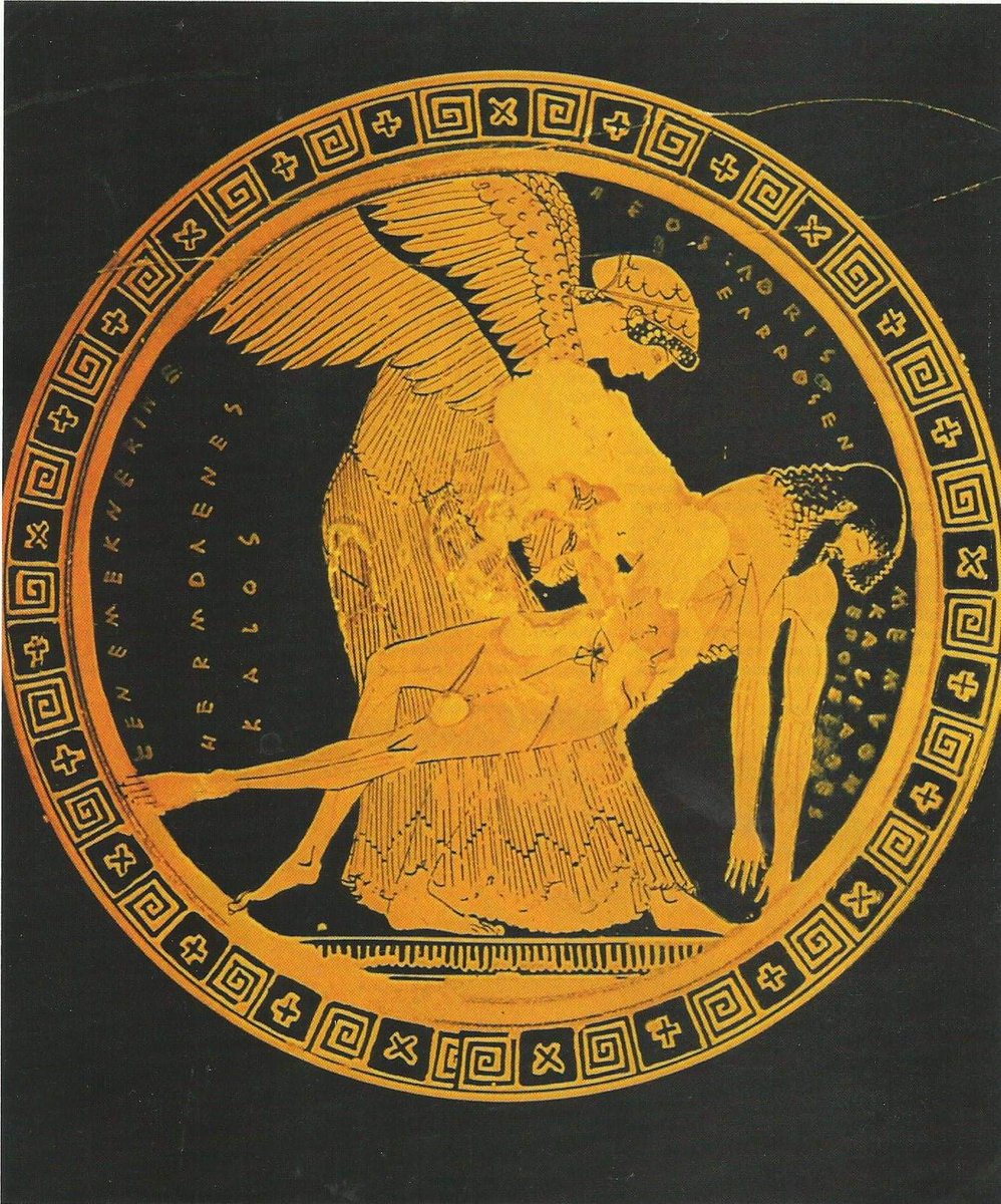 ouranothen's tweet photo. Η θεά Ηώς (Αυγή) σηκώνει από το πεδίο της μάχης το κορμί του νεκρού γιου της Μέμνονα. Εσωτερικό ερυθρόμορφης κύλικας. Περίπου 485 π. Χ.
#archaeology #greece #greek  #ancientgreece #ancientgreek #ancient #ancientart #the_greeks https://t.co/il9G4r4Nz7