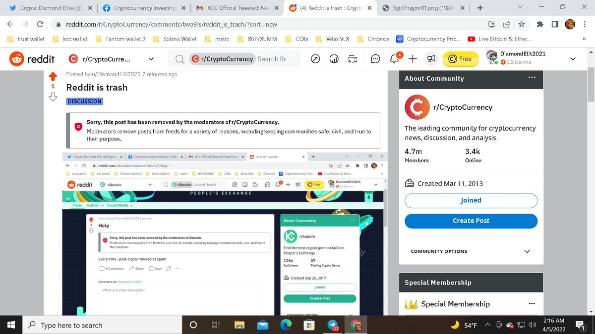 CryptoDmndElite's tweet photo. So reddit it trash, how do people even use it?
Every time I post, it gets marked as spam. Posting a post asking for help about this got marked as spam. Posting a post about how trash reddit is for marking a post asking for help as spam, got marked as spam!
#redditisgarbage https://t.co/0kJku8N4ck