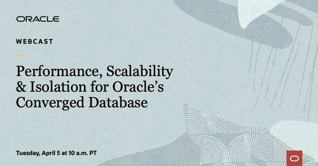 JSaylorIII's tweet photo. #WEBCAST Tomorrow April 5th 10am PST Must Register. This is an insider look at how to ensure a #ConvergedDatabase.has the best #performance, #scalability, and #isolation for your #applications that run on @OracleDatabase as ideal consolidation platform. https://t.co/vd7AJt6KIg https://t.co/L9zlSLgGw7
