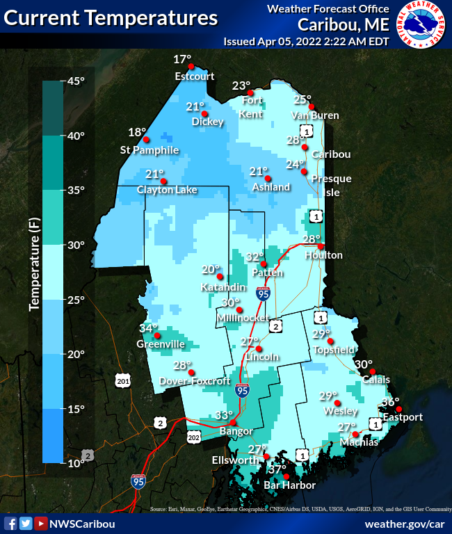NWS Caribou on Twitter "Current temperatures across Eastern & Northern