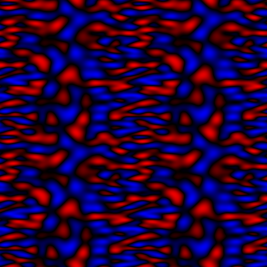 amandaghassaei's tweet photo. I stumbled upon a nice use of the 4th dimension: to make noise that tiles in 2D, cut a surface through 4D noise using a circle in XY as U param and a circle in ZW as V param.

Similar to walking a torus in 3D noise (right img) but the 4D version maps to 2D without distortion. https://t.co/QzbO3vJ7Rb