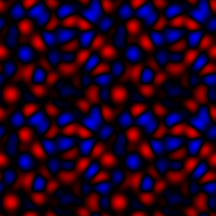 amandaghassaei's tweet photo. I stumbled upon a nice use of the 4th dimension: to make noise that tiles in 2D, cut a surface through 4D noise using a circle in XY as U param and a circle in ZW as V param.

Similar to walking a torus in 3D noise (right img) but the 4D version maps to 2D without distortion. https://t.co/QzbO3vJ7Rb