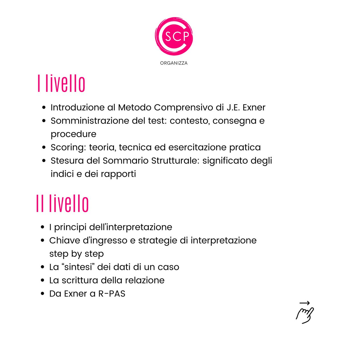 CentroSCP's tweet photo. [TRAINING #RORSCHACH • EXNER COMPREHENSIVE SYSTEM]

📚 Scorri il carosello e scopri metodo, programma e date del corso. Se vuoi saperne di più visita: https://t.co/ZVXxHIQwDO.

#CSCP2022 #CulturaPsicologica #TestDiRorschach #ExnerComprehensiveSystem #Psicodiagnosi #FormazioneECM https://t.co/ozyA7M2sAl