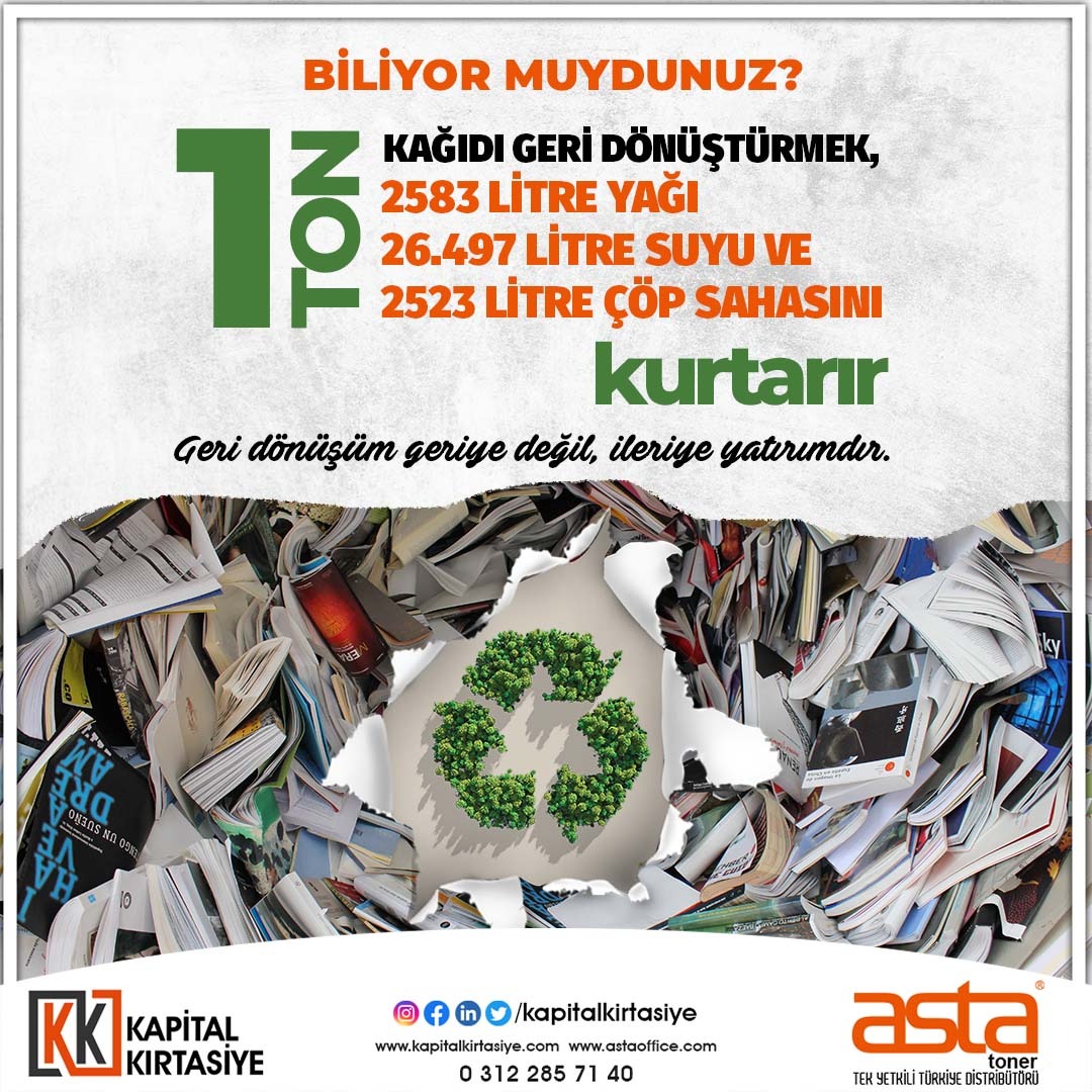 Geçmişi değiştiremeyiz ama geleceği geri dönüşüm ile güzelleştirebiliriz...

#biliyormuydunuz #kağıt #geridönüşüm #atıkmalzeme #kapitalkırtasiye #ankara