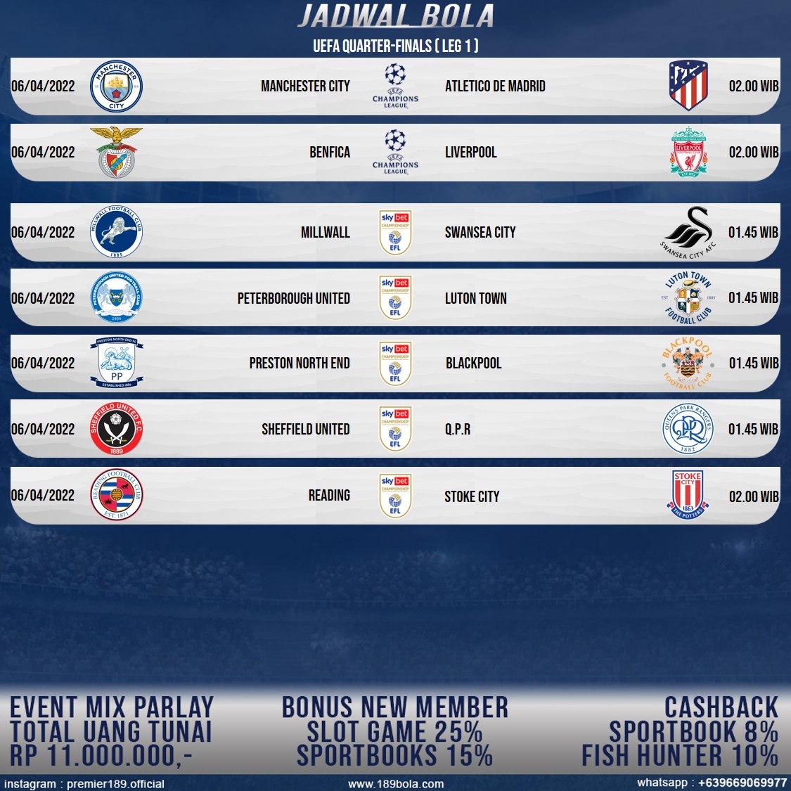 premier189's tweet photo. Jadwal Bola Hari ini

UCL #UEFA #premier189 #Gempa #mancity #atleticomadrid #benfica #LiverpoolFC #YNWA #JadwalBola #QuarterFinals https://t.co/hfwxMVpAZo