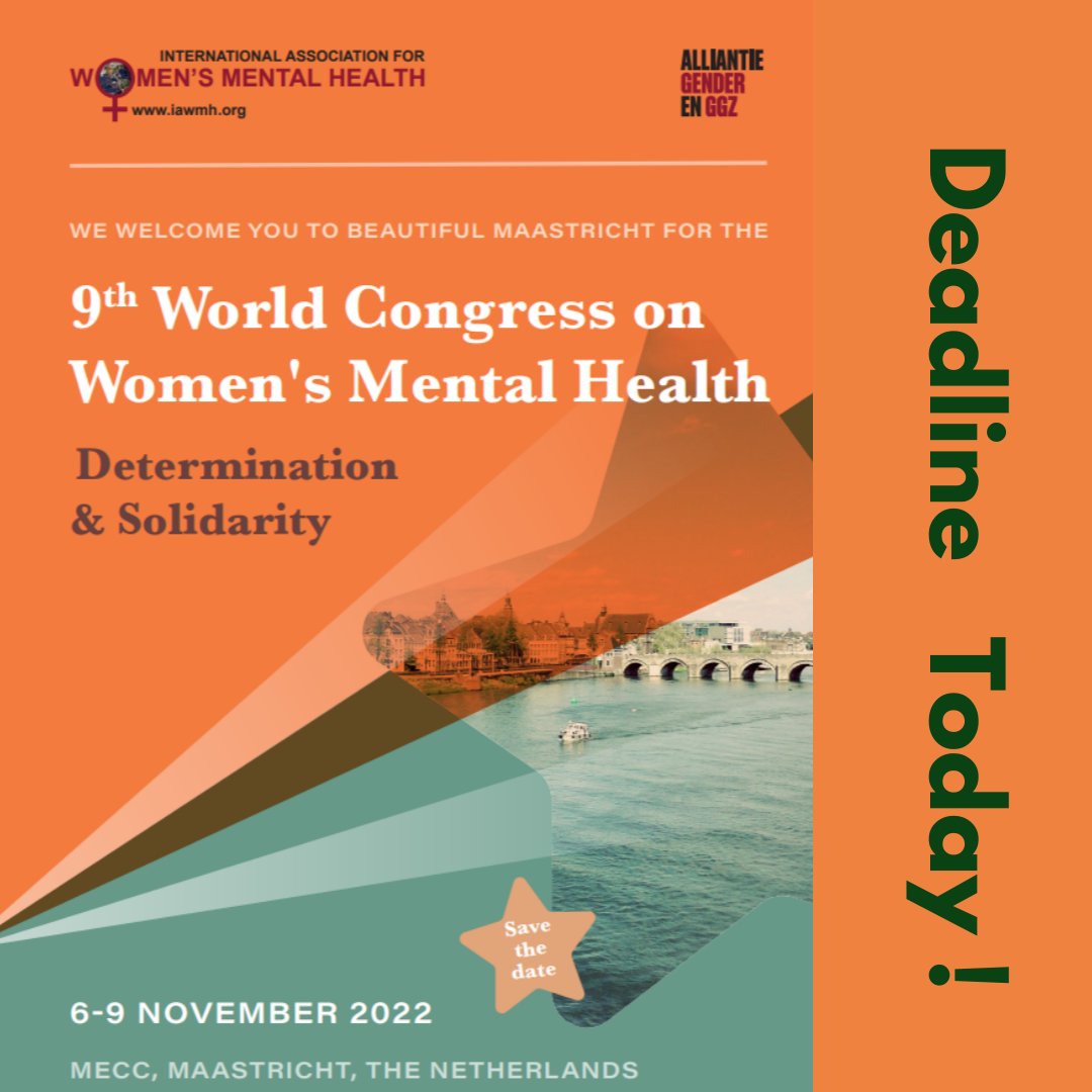 iawmh's tweet photo. And..the countdown comes to an end. Today is the last chance to submit your abstract & have a chance to present your work at #iawmh2022.
Deadline for abstract submission closes today at 23:59 CET.
#abstractsubmission #DeterminationAndSolidarity #iawmh #womensmentalhealth https://t.co/DieMaJ4brT