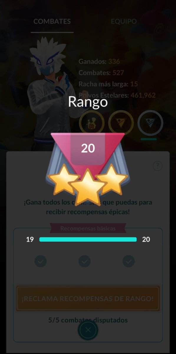 LicMetal99's tweet photo. Se logró llegar al rango 20 en la #LigadeCombatesGo fue una buena primer temporada para mí, tanto manqueo sirve como práctica para tratar de llegar a leyenda algún día. Gracias a mis amigos que me ayudaron con sus consejos!! #PokémonGo #GoBattleLeague #Pokémon #GBL #PVP https://t.co/tSwVieuqLk