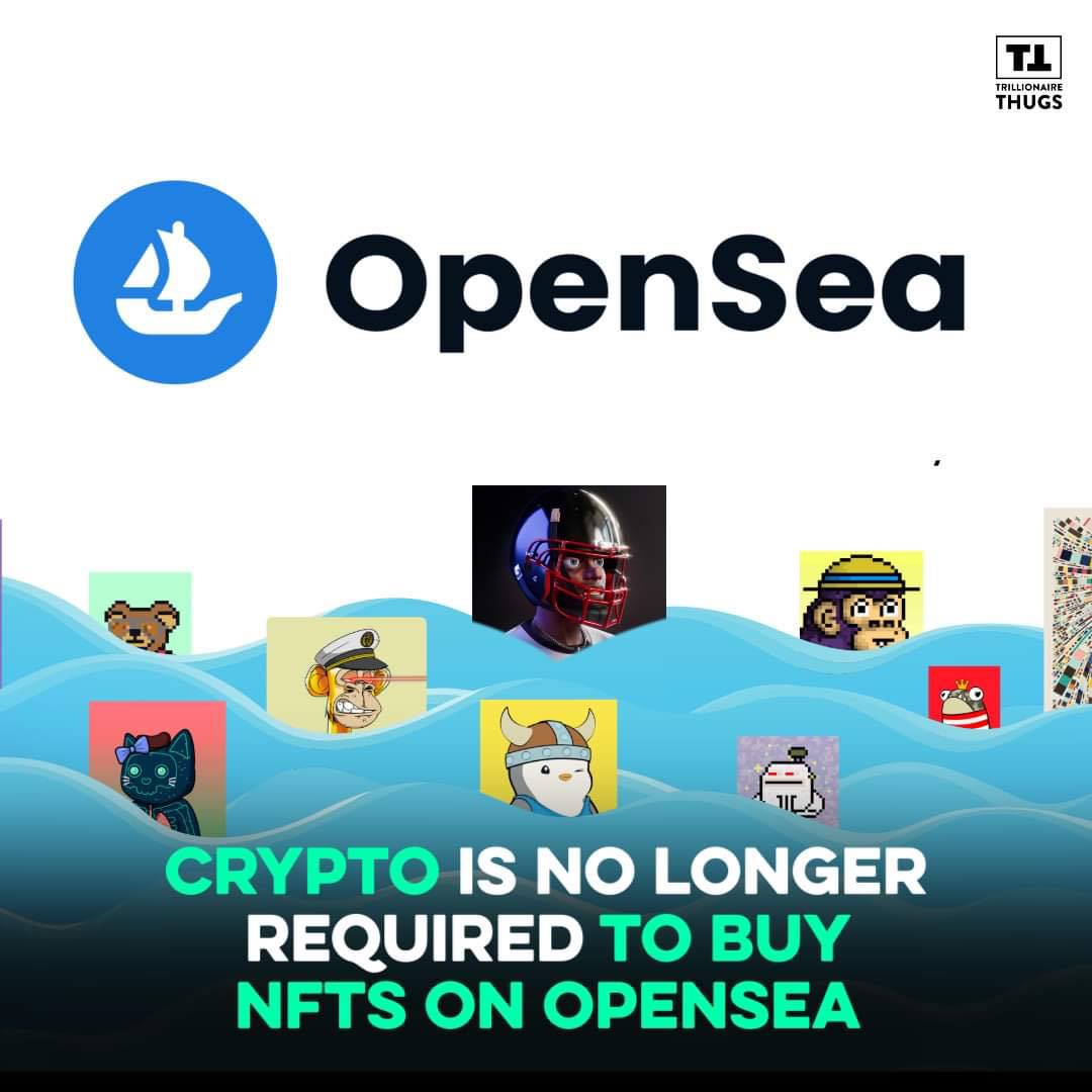 TThugsNFT's tweet photo. OpenSea, the world's biggest NFT marketplace is enabling users to make purchases using their Visa, Mastercard and American Express debit cards. #trillionairethugs #nft #nftcommunity #blockchain #metaverse #crypto https://t.co/6IJyYG5QB2