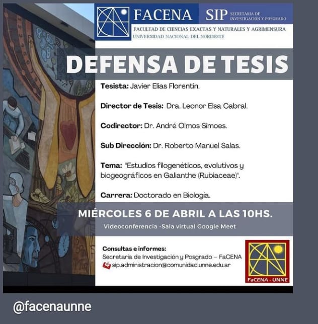 Florentin_JE's tweet photo. 🍃😁A días del gran día😁🍃
#PhD #Corrientes #Doctorado #Tesis #Galianthe #Biogeografia #Filogenia #Rubiaceae #Spermacoceae
@facenaunne https://t.co/yp0jmNbyF8