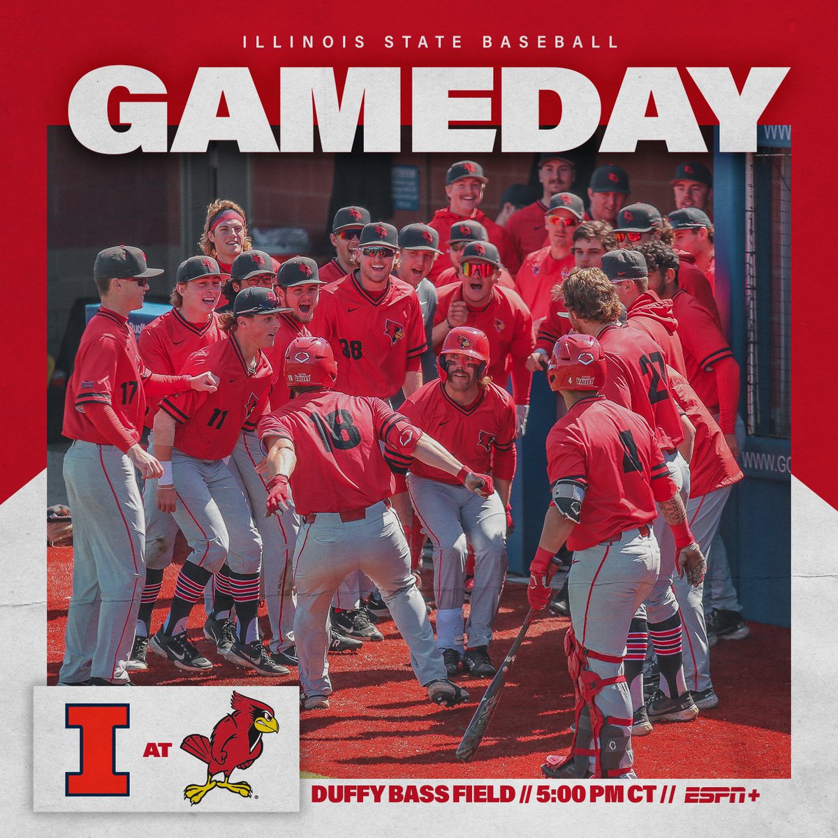 RedbirdBaseball's tweet photo. Opportunity awaits 😈

🏡Illinois - Duffy Bass Field
⏰5:00 p.m. CT
📺https://t.co/ERvlr5g7FN (ESPN+)
📻https://t.co/HjtEPhCUsR
📊https://t.co/1Nk8pP3hBM

#REDBIRDbaseball // #BackTheBirds // @ISURedbirds https://t.co/0pRopaVpVk