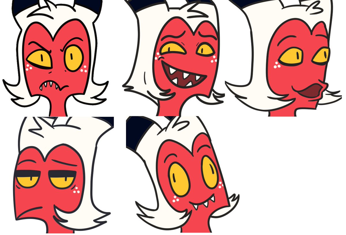 Miss_Spiderus's tweet photo. Emojis commissioned by @XGarbas for his twitch. 
#2d #digitalart #emojis #conceptart #Moxxie #HalluvaBoss https://t.co/rBKJIzxYBa
