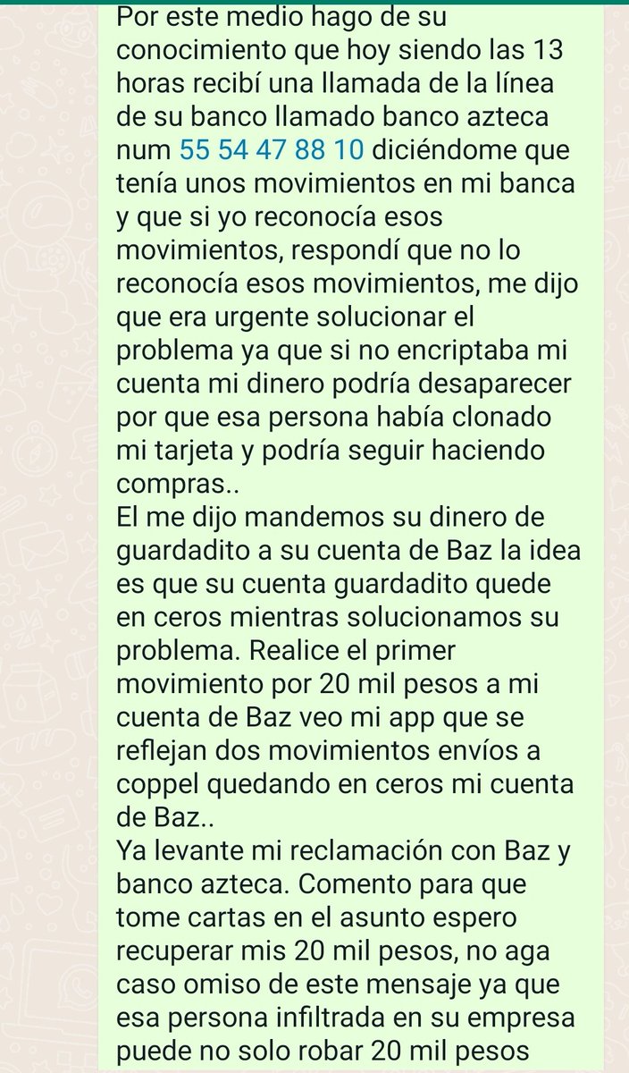 SamuelDeLitGme1's tweet photo. @RicardoBSalinas @Kanelegorreta @AuditoriaGS @bazsuperapp @BancoAzteca El día de hoy fui estafado y necesito de tu ayuda.. https://t.co/bbuTQPSZDI