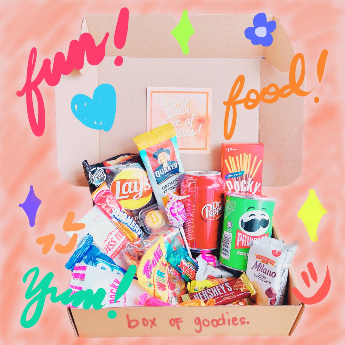 boxofgoodiesmm's tweet photo. ✨🤩 Sending good vibes today. New day, new goals! 🤩✨

[In the photo: Regular box]

#boxofgoodiesmm #supportlocal #supportsmallbusiness #foodie #food #happinessinabox #boxofgoodies #carepackage #shopsmall #surprisebox #marketwithstyle #eventsph https://t.co/5RNDgrGhBn