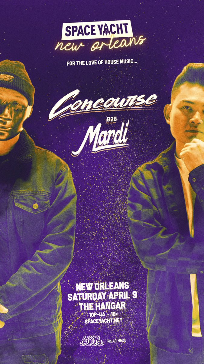 WEARHAUSirl's tweet photo. Artists spotlight: Concourse + Mardi.
These 2 are packin heat once they hit the stage. If Tech house/Bass house is your vibe, you’re not gonna want to miss this set. Expect to hear a lot of originals on 4/9 at The Hangar for Space yacht ft NOIZU &amp; SCHADE! 👁‍🗨 https://t.co/9XZjTJjebT