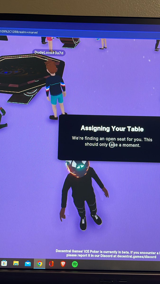 _ChristmasMoney's tweet photo. @DecentralGames please fix this ASAP!! I’ve tried multiple venues and servers and I haven’t been able to play all day

#Decentraland #ICEPoker #Fyp https://t.co/fOaIxNQA52