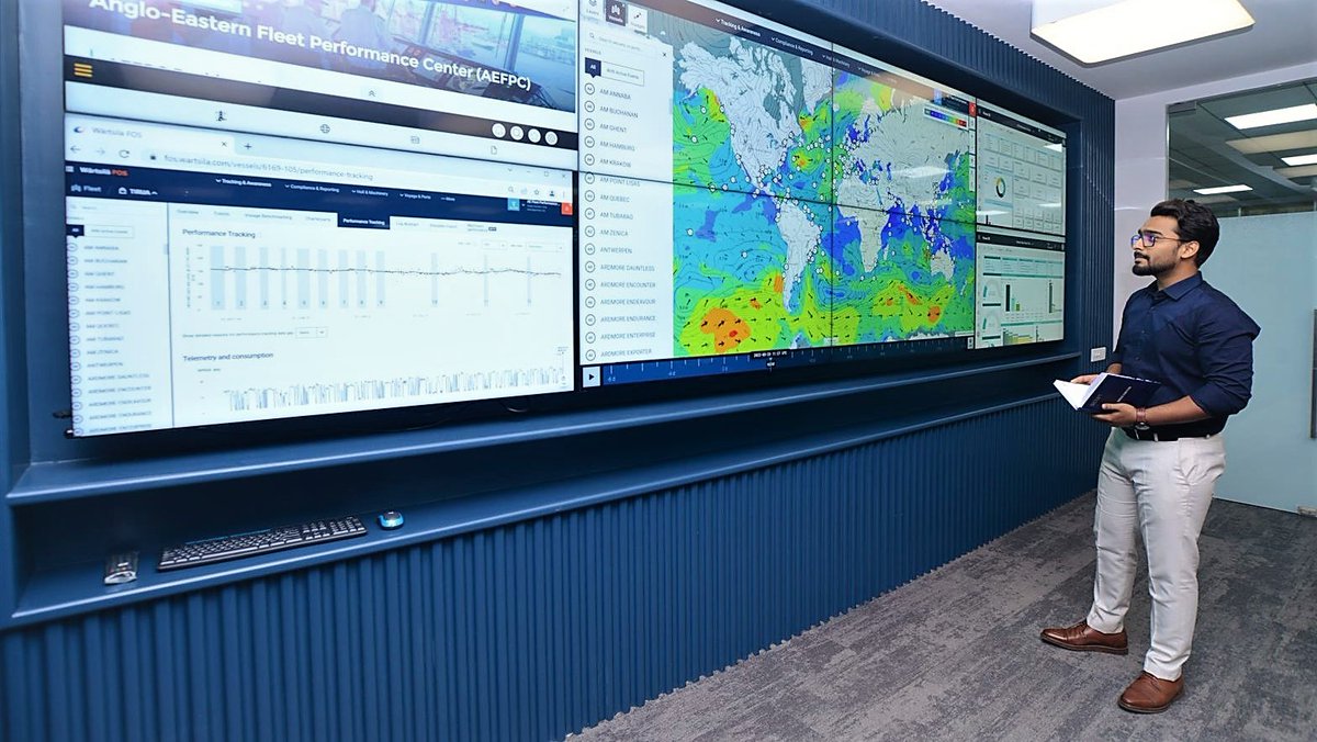 angloeasterngrp's tweet photo. Happy #NationalMaritimeDay! On this proud day for India's maritime industry, we are delighted to celebrate the launch of our new Anglo-Eastern Fleet Performance Centre (#AEFPC) in Mumbai, focused on #FleetPerformance and #VoyageOptimization “from the first mile to the last ton”. https://t.co/PxRsdRzzqI