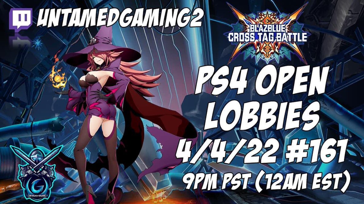 UntamedGaming2's tweet photo. LIVE! 

BlazBlue Cross Tag Battle PS4 Open Lobbies #161 4/4/22 (USA/Canada) 9:30pm PST (12:30am EST) at https://t.co/2afFNEtSnS

Subscribe for free by using Twitch Prime here! https://t.co/qRNDLJOuOF https://t.co/P5LUQulR6r