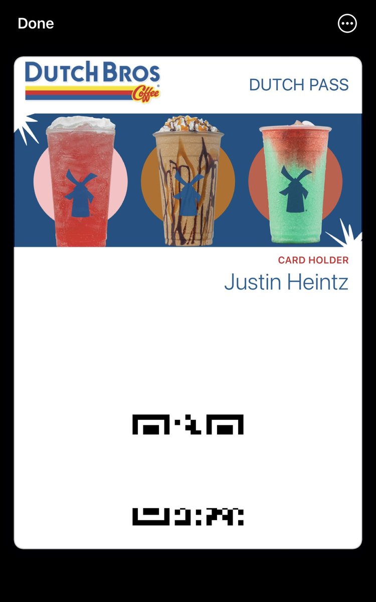 justinheintz's tweet photo. Always hate opening the @DutchBros app to pay so I made my own #DutchPass for Apple Wallet 🎫
Now when I’m in the drive-thru the pass will automatically pop up and I can pay from my Apple Watch ⌚️ https://t.co/JDzVCsFxBT